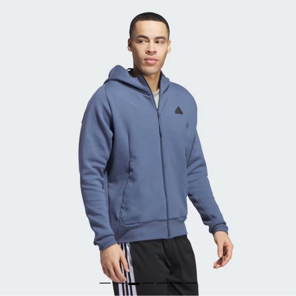 Adidas ZNE Hoodie Mens Jacket Blue Fleece Heavyweight Full Zip Sweatshirt
